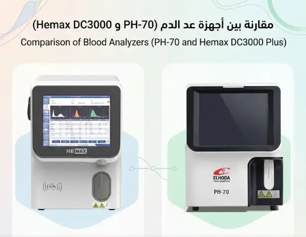 مقارنة بين أجهزة عد الدم PH-70 و Hemax DC3000 Plus في ميترا ستور